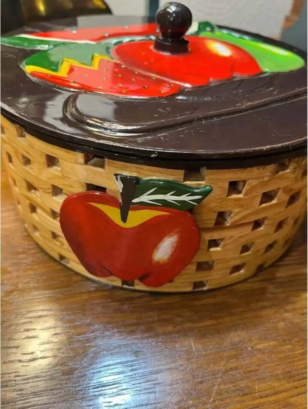 1970s Vintage Apple Kitchen Basket & Insulated Ice Bucket Set